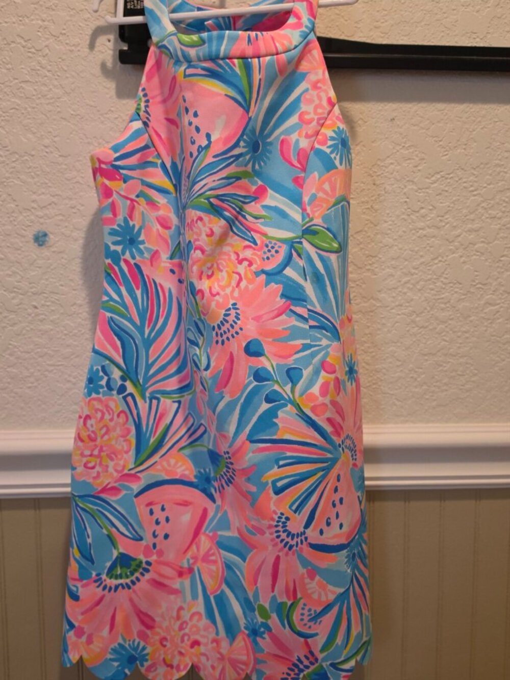 Lilly Pulitzer Girls Sky Blue Tropical Floral Dress Citrus Palm Print Size 6